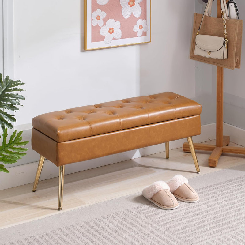 Modern Leathers Oil Wax Brown Benche Bedroom Benches